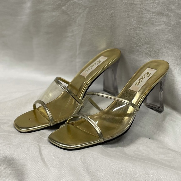 Vintage Shoes - Vintage Clear Heel PVC 80s Mule Slide Sandal